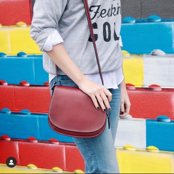 Coach Handbags - Coach Burgundy Saddle Crossbody